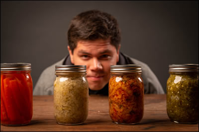 Man looking at Fermented Foods